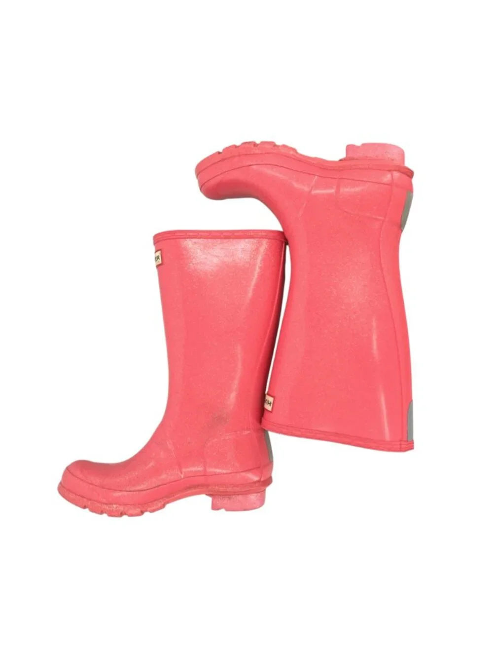 Hunter Girls Pink Glitter Rain Boots Size 4 US Durable Waterproof Mid-Calf